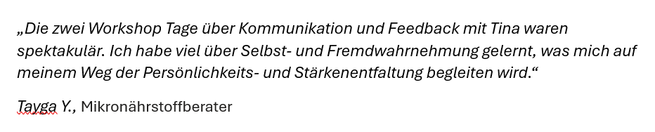 Feedback Tayga &uuml;ber Kommunikationstraining
